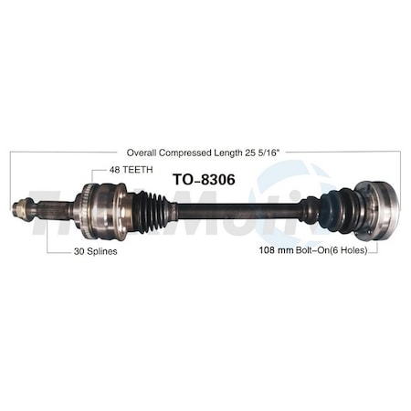 Surtrack Axle Cv Axle Shaft, To-8306 TO-8306